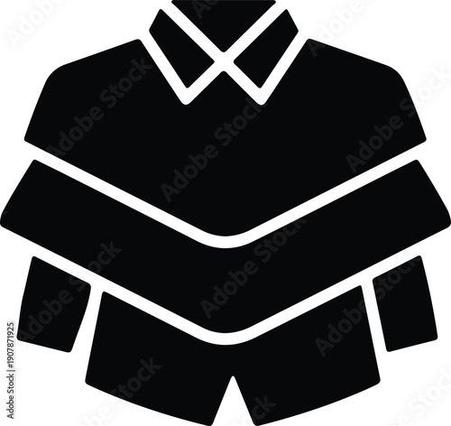 silhouette of a classic collared shirt with layered detail vector design