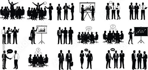 Professional Business Team Silhouettes for Presentation and Meeting