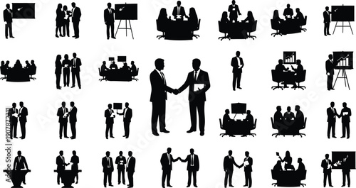 Business People Silhouettes for Corporate Meeting and Presentation