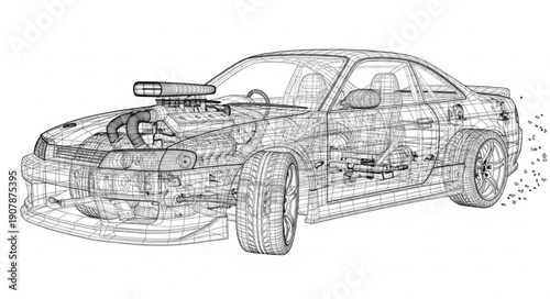Detailed Sketch of a Car.
