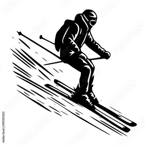 snowboarder jumping on a snowboard , vector illustration of a ski , silhouette of a ski 
