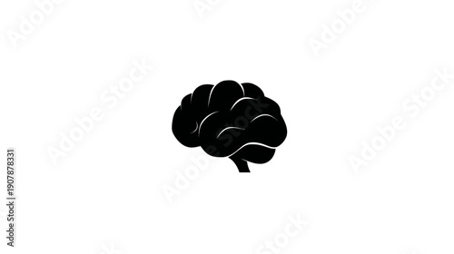 A silhouette of a human brain with a stem on a white background, suggesting intelligence