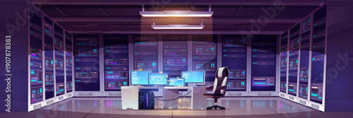 Data center room with server hardware