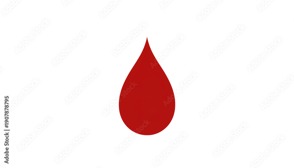 Fototapeta premium Minimalist Red Blood Drop Vector Icon Isolated on White