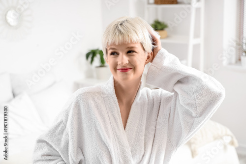 Young woman with short hair...
