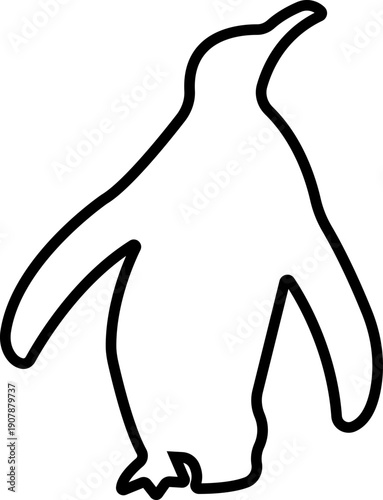 Penguin Line Style Vector Black Icon, Antarctic Bird Silhouette Symbol and Wildlife Outline Graphic Group Featuring Penguin, Seabird and Flightless Bird