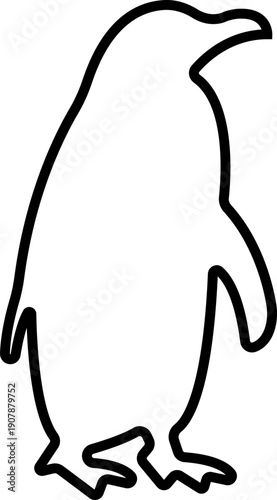 Penguin Line Style Vector Black Icon, Antarctic Bird Silhouette Symbol and Wildlife Outline Graphic Group Featuring Penguin, Seabird and Flightless Bird