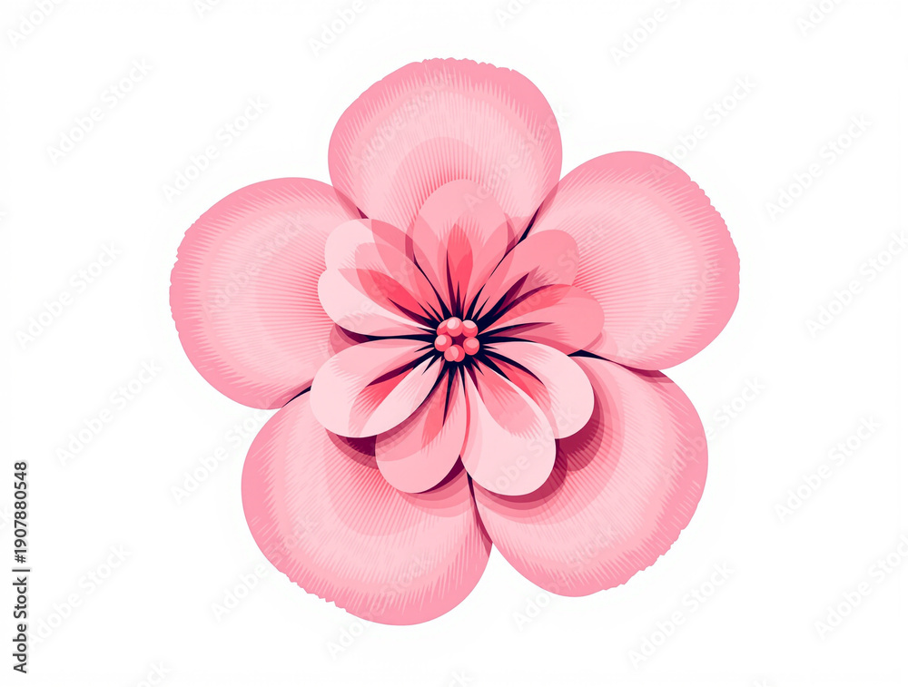 Obraz premium Pink Stylized Flower Illustration Isolated on White Background