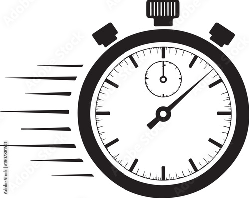 Fast delivery icon with timer. Fast stopwatch line icon. Fast delivery shipping service sign. Speed clock symbol urgency, deadline, time management, competition sign