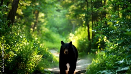 Wallpaper Mural 森の中で熊が追ってくるイメージ Torontodigital.ca