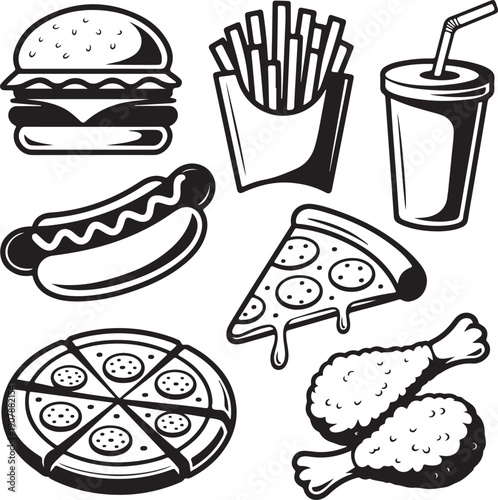 Fast Food Vector Illustration on White Background