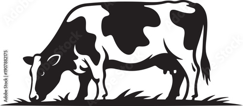 feeding cow stylized vector silhouette