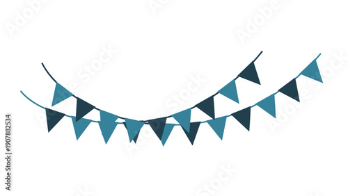 Blue and dark blue triangular bunting banner garlands for party, celebration, birthday, and festival decoration on a clean white background.