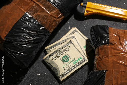Drug packages with money an...