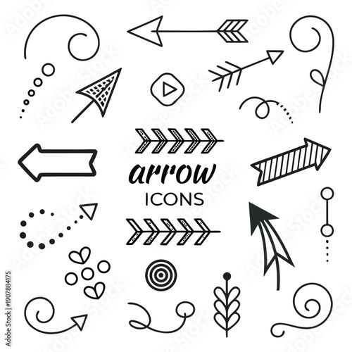 Hand Drawn Arrow Icons and Decorative UI Doodle Elements