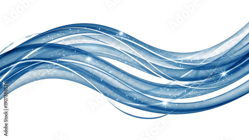 Dynamic Blue Wavy Lines With Sparkles On Black Background