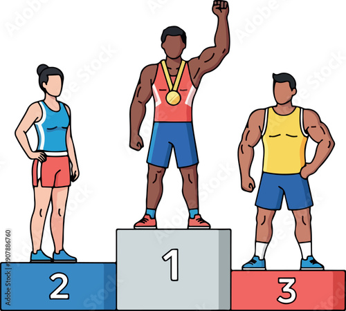 Flat 2D vector, Business Professional Holding Award Isolated on Transparent Background