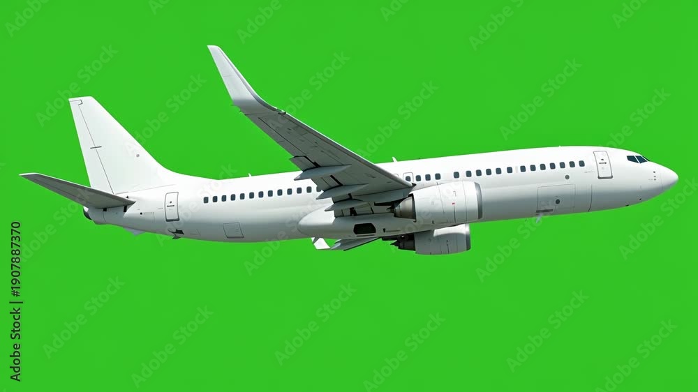 custom made wallpaper toronto digitalWhite Commercial Airplane Flying Isolated on Green Screen Background