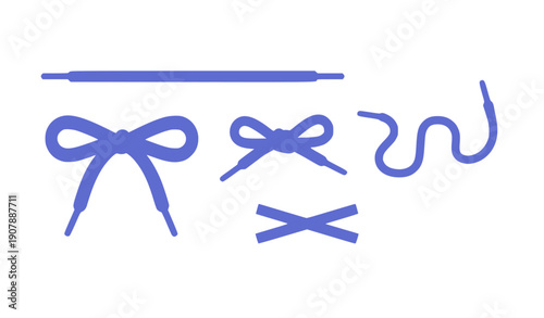 Blue ribbon bow knot set isolated vector illustration flat design decorative elements scalable graphic