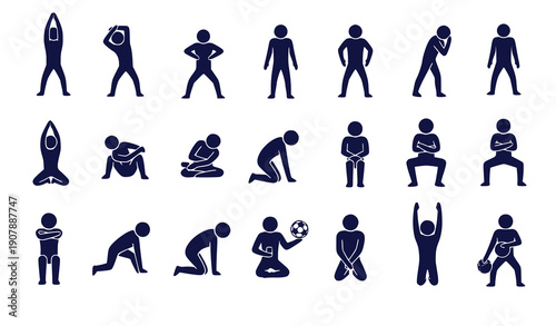 Collection of people in various poses and activities vector illustration