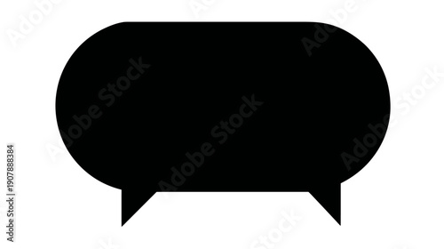 Black speech bubble outline with two sharp points at the bottom.  Rounded edges and opaque