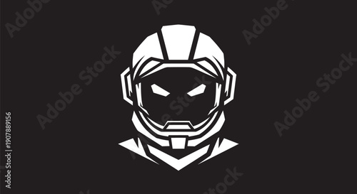 Astronaut helmet silhouette on black