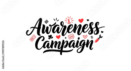 Awareness campaign typography on white