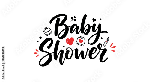 Baby shower greeting with decorative elements