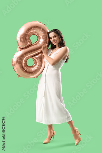 Beautiful woman with balloo...