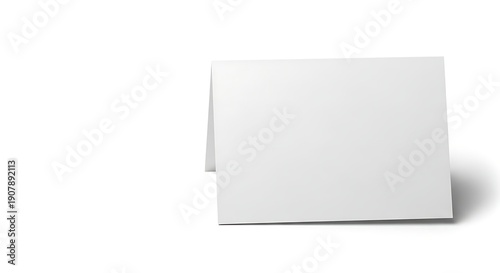 White notecard on white background blank card folded card paper greeting card