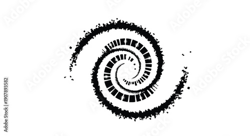Abstract spiral design element black ink splatter swirl artistic creative pattern background texture