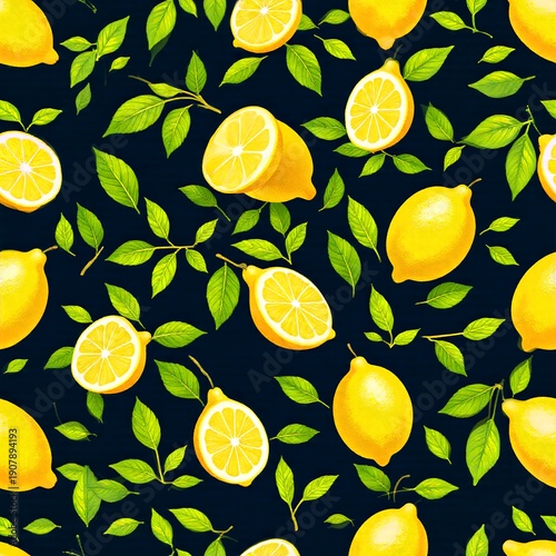 lemon tree seamless pattern