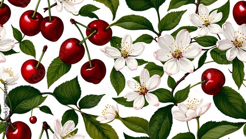 seamless pattern with cherry blossom