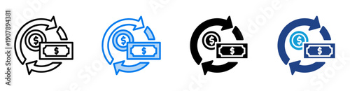 Exchange Rate icon set multiple style collection
