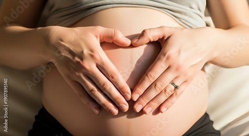 Wallpaper Mural An expecting mother and her husband share a moment of love, their hands gently holding her pregnant belly to celebrate the beauty of motherhood and family health Torontodigital.ca