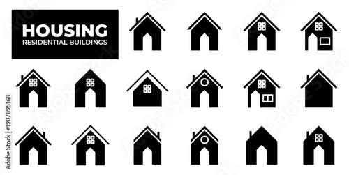 Housing & Residential Building of home related line icons. Thin line vector set of signs for infographic, logo, app development and website design