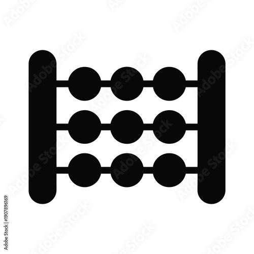 Vector illustration of a traditional black abacus on a white background for calculation purposes