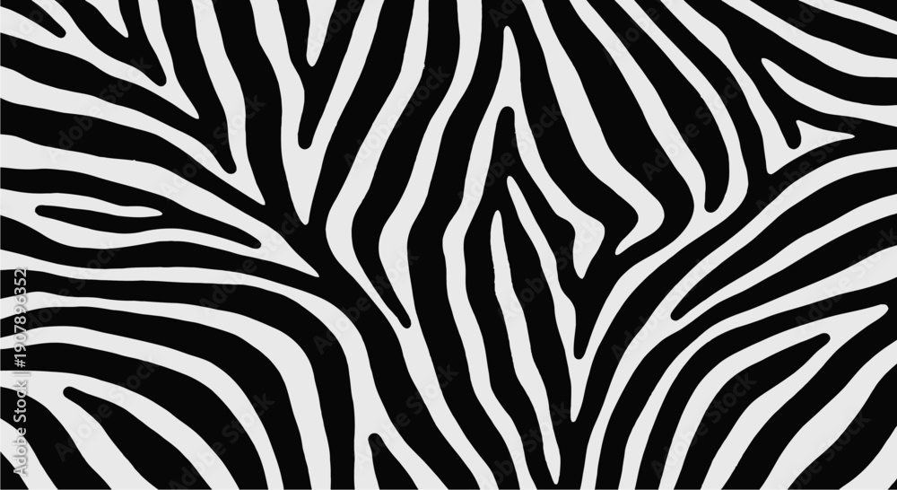 Fototapeta premium Close-up view of a classic black and white zebra stripe pattern, showcasing natural animal fur texture.