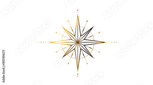 Golden compass design with an elegant, detailed look, set against a pristine white background