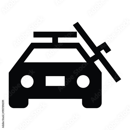 Vector graphic of a car with a large screwdriver stuck in the roof rack