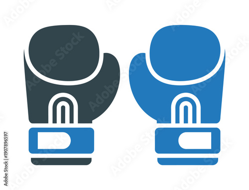 Vector illustration of two boxing gloves in dark blue and light blue colors side by side