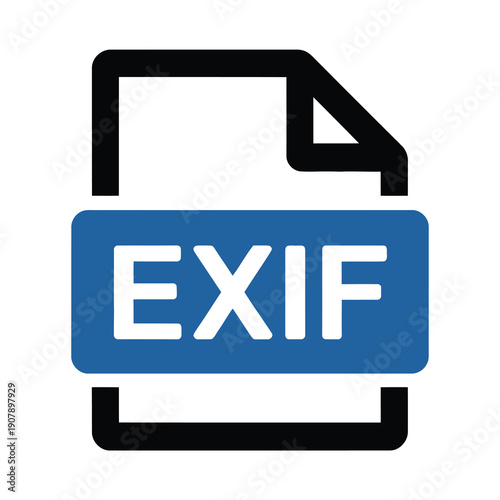 Vector graphic image of an exif file icon on a plain white background