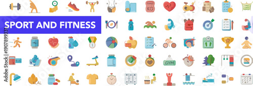 Collection of sport and fitness icons displayed in a grid layout