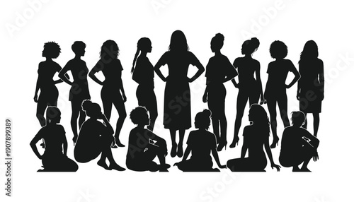 A group of women in various poses