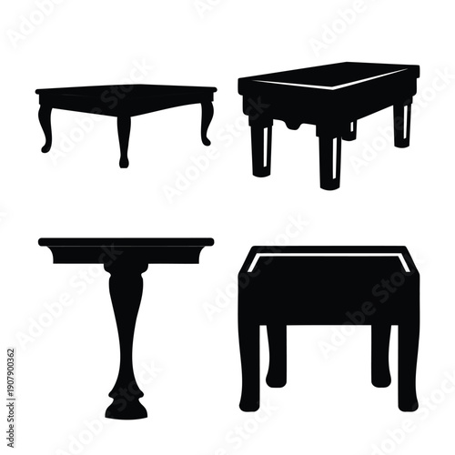 Diverse collection of elegant and functional table silhouettes for interior design and decor