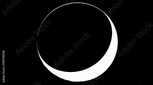 Graphic with a partial white circle against a black background, with a textured brushstroke edge