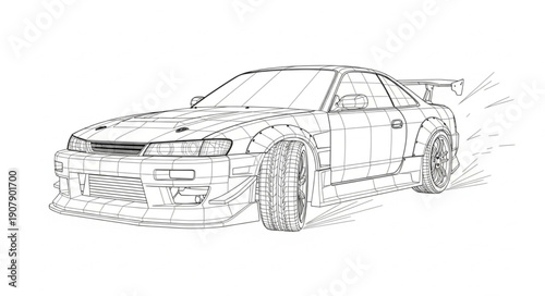 Dynamic Sports Car Sketch Motion Blur Effect.