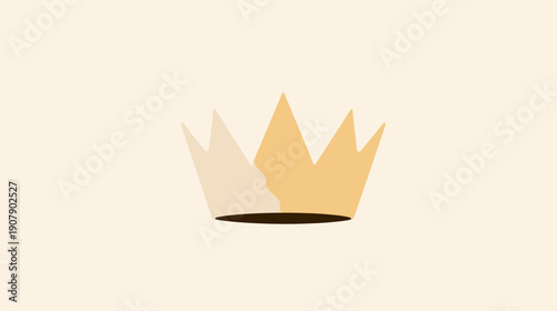 Minimalist illustration of a crown in shades of beige and yellow with a simple shadow