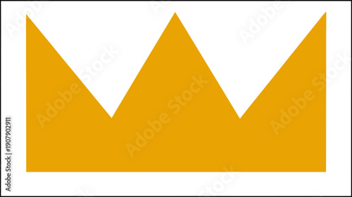Simplified, golden-yellow geometric illustration featuring a crown shape. It is centered with sharp points