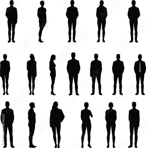 set of silhouettes of people